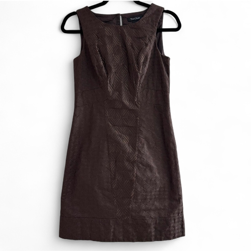 NEW White House Black Market Brown Espresso Embroidery Shift Dress Sleeveless 00